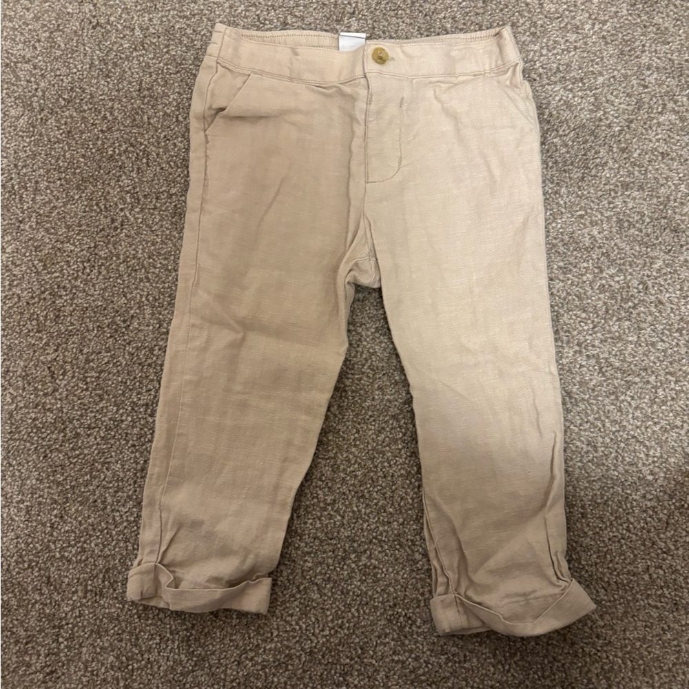 Janie and Jack Tan Linen Pants